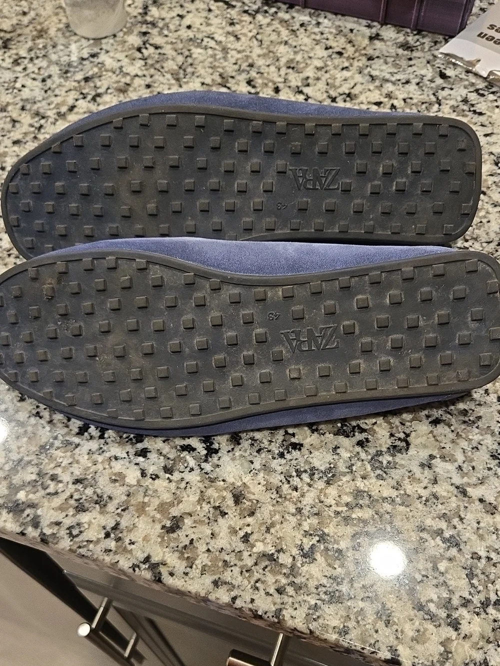 ZARA MEN'S DRIVING MOCCASINS. W/ FRONT TIE BOW DETAIL. SIZE EU 43 = US. 10. BLUE